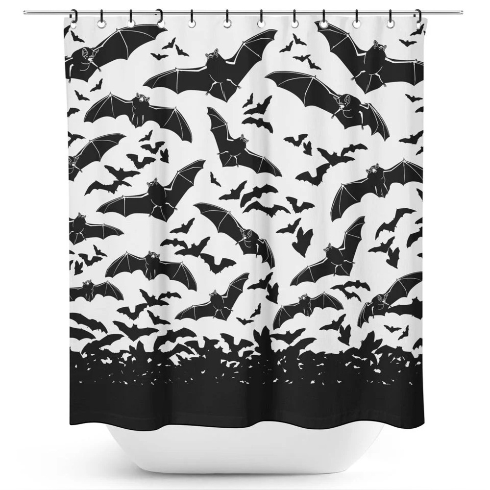 Sourpuss bats shower curtain PRELOVED washed batty goth discontinued